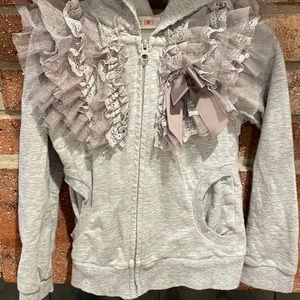 Mae Li Rose grey zip up sweatshirt 4t like new